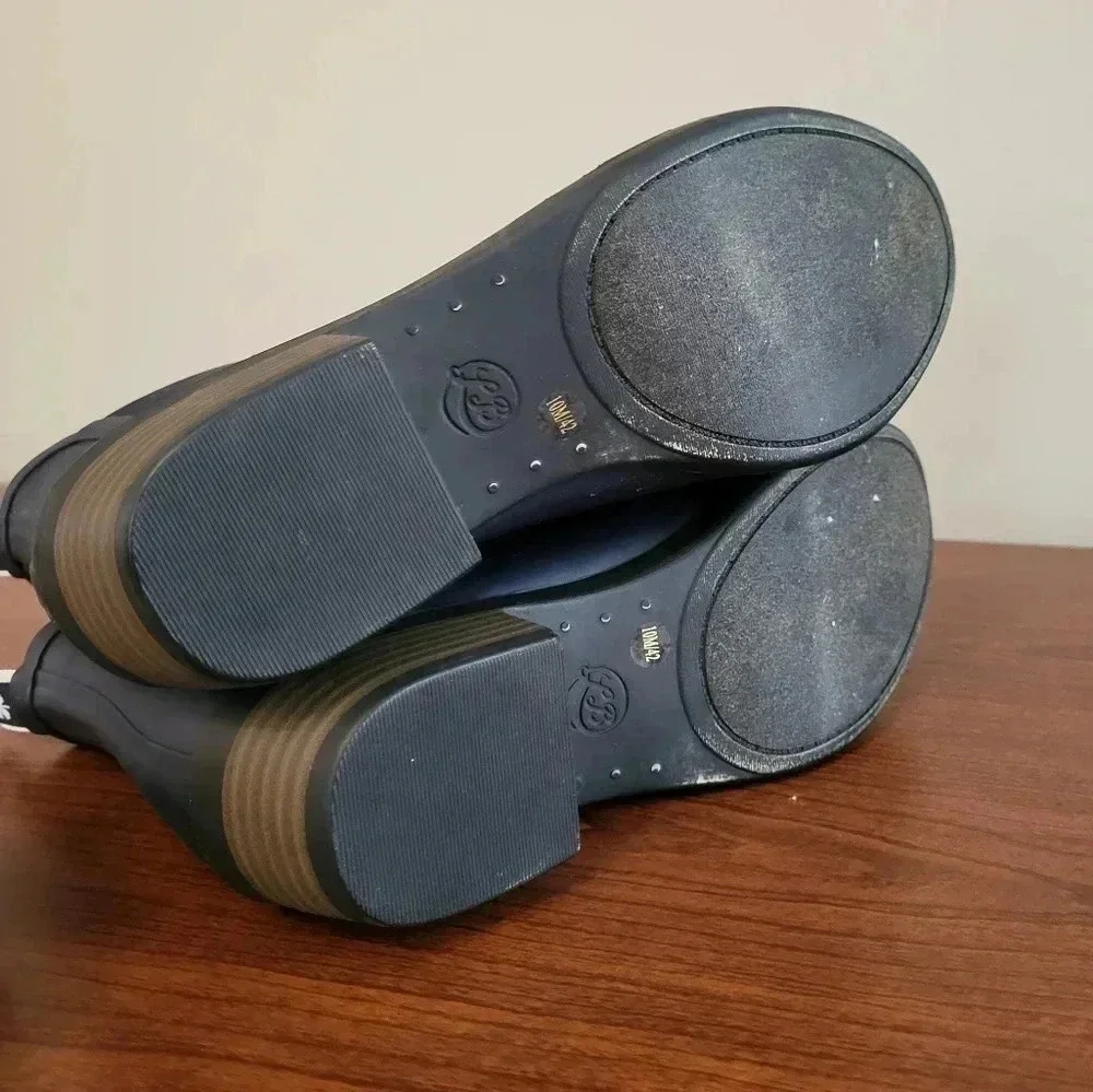 Lucky Brand Blue with Black Trim Basel H2O Rubber Stacked Heel Rain Booties(10)